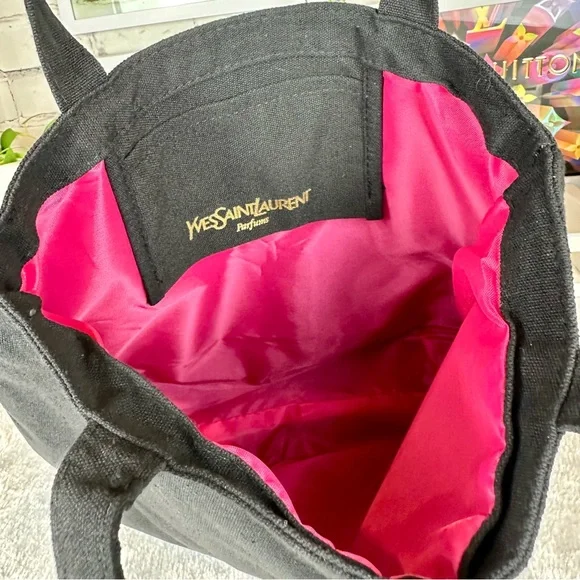 YSL YVES SAINT LAURENT black canvas beauty tote shoulder bag NEW - Picture 6 of 10